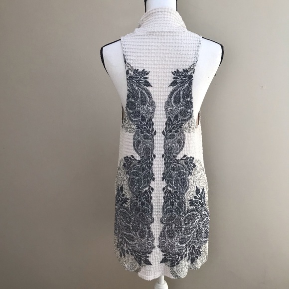 Olive Tree Blue Green Creme Sleeveless Cardigan L - Picture 2 of 6